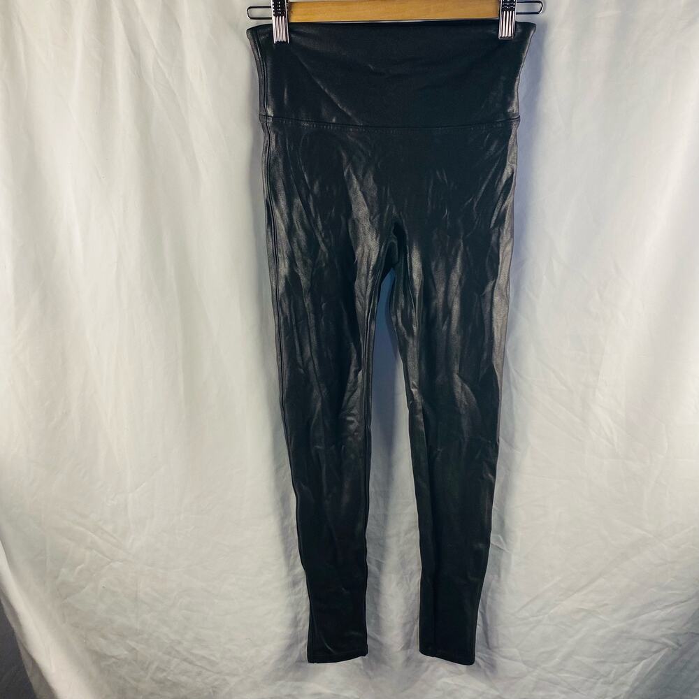 Spanx Faux Leather‎ High Rise Leggings Size Medium Petite
